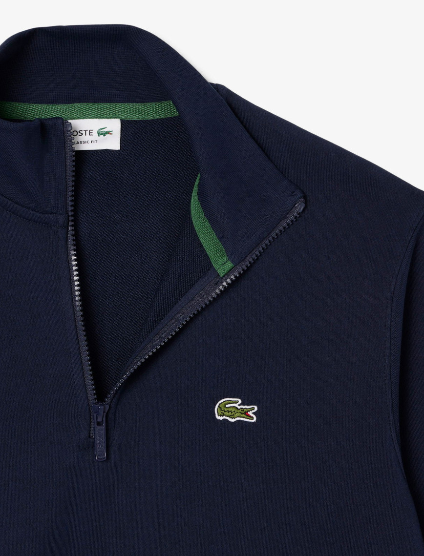 Lacoste Erkek Classic Fit Yarım Fermuarlı Lacivert Sweatshirt