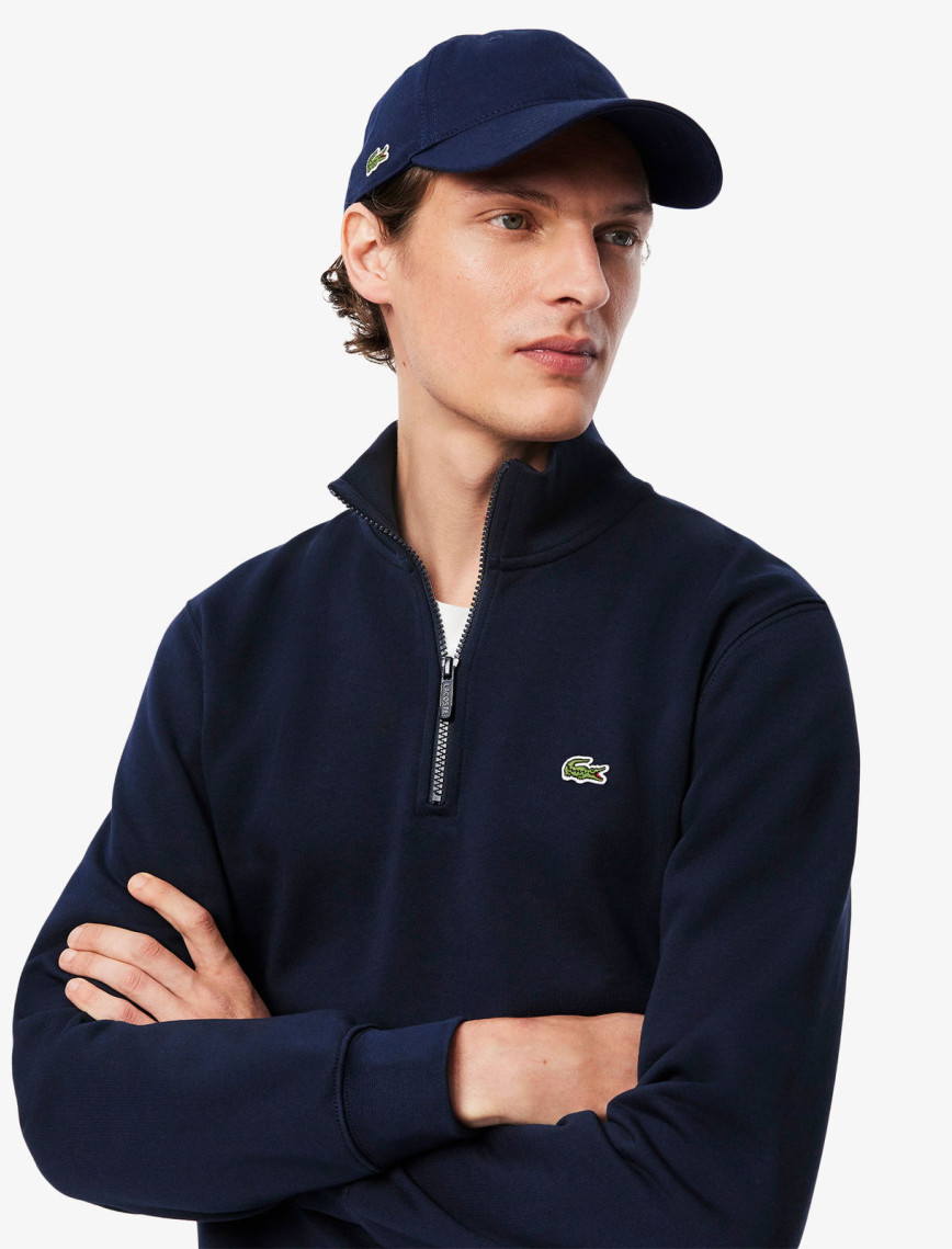 Lacoste Erkek Classic Fit Yarım Fermuarlı Lacivert Sweatshirt