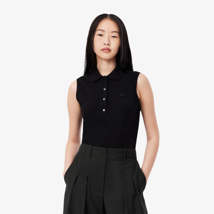 Lacoste L.12.D Kadın Slim Fit Kolsuz Siyah Polo Lacoste L.12.D Kadın Slim Fit Kolsuz Siyah Polo