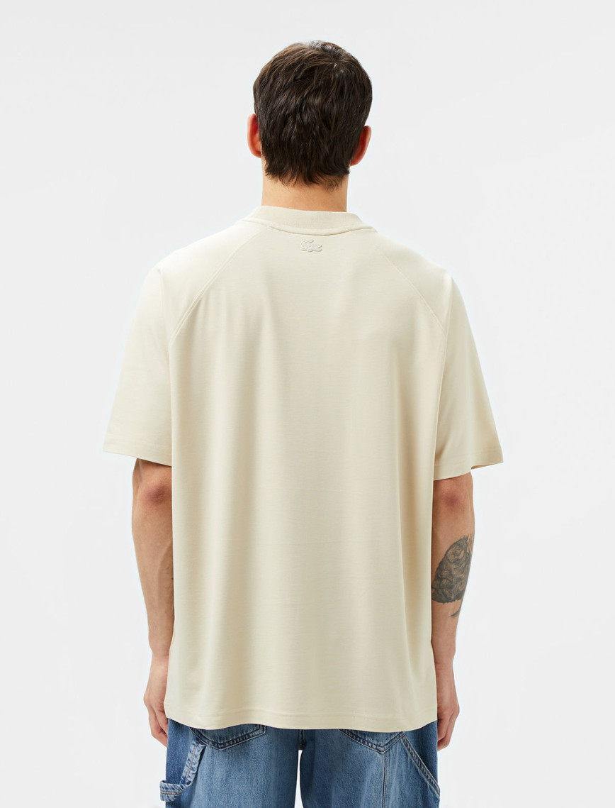 Lacoste Erkek Oversize Fit Bisiklet Yaka Bej T-Shirt Lacoste Erkek Oversize Fit Bisiklet Yaka Bej T-Shirt