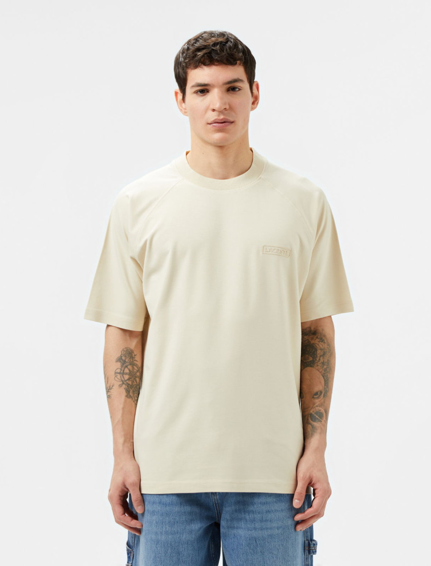 Lacoste Erkek Oversize Fit Bisiklet Yaka Bej T-Shirt Lacoste Erkek Oversize Fit Bisiklet Yaka Bej T-Shirt