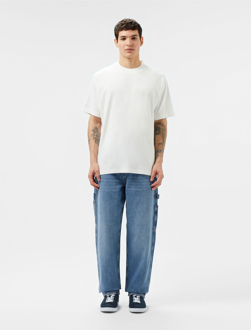 Lacoste Erkek Oversize Fit Bisiklet Yaka Beyaz T-Shirt Lacoste Erkek Oversize Fit Bisiklet Yaka Beyaz T-Shirt