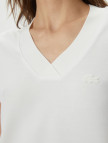 Lacoste Kadın Slim Fit V Yaka Beyaz T-Shirt Lacoste Kadın Slim Fit V Yaka Beyaz T-Shirt
