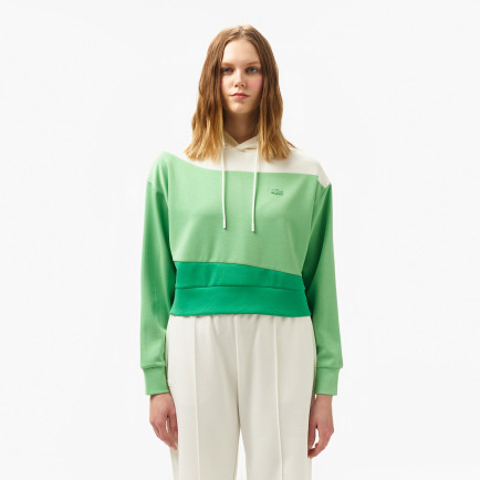 Lacoste Kadın Kapüşonlu Renk Bloklu Açık Yeşil Sweatshirt Lacoste Kadın Kapüşonlu Renk Bloklu Açık Yeşil Sweatshirt