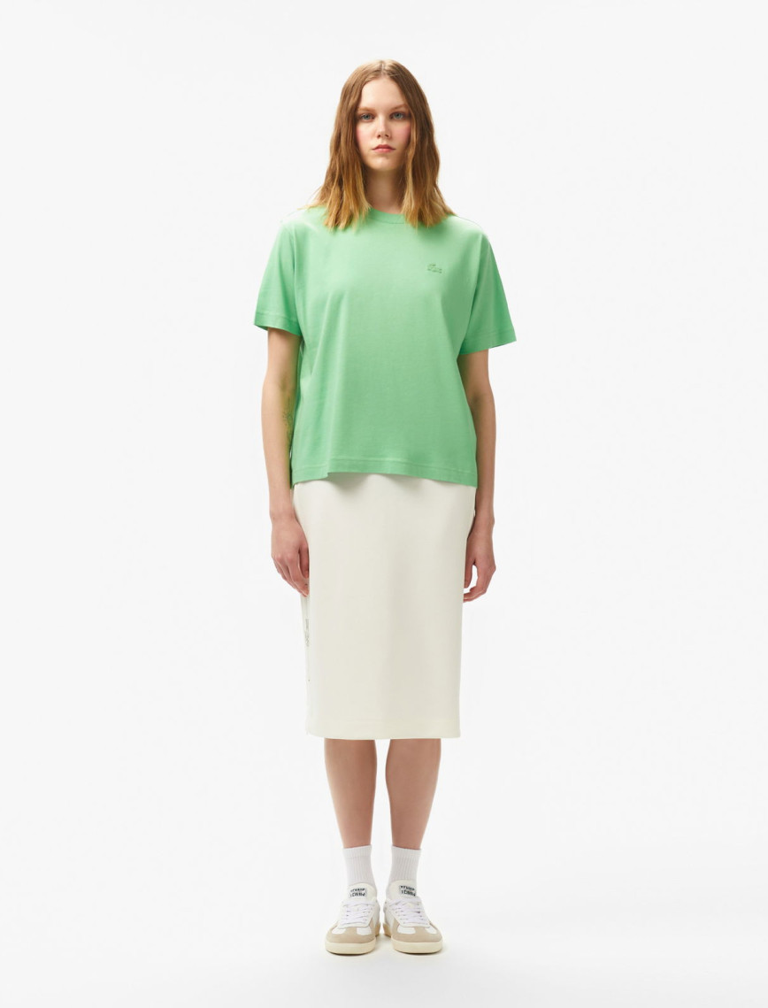 Lacoste Kadın Loose Fit Bisiklet Yaka Açık Yeşil T-Shirt Lacoste Kadın Loose Fit Bisiklet Yaka Açık Yeşil T-Shirt