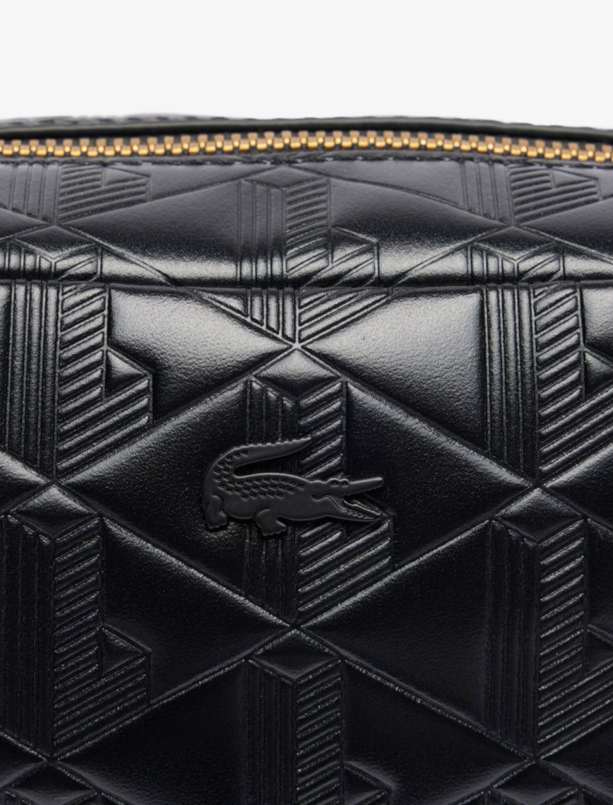 Lacoste Maheki Kadın Monogram Deri Siyah Postacı Çantası Lacoste Maheki Kadın Monogram Deri Siyah Postacı Çantası