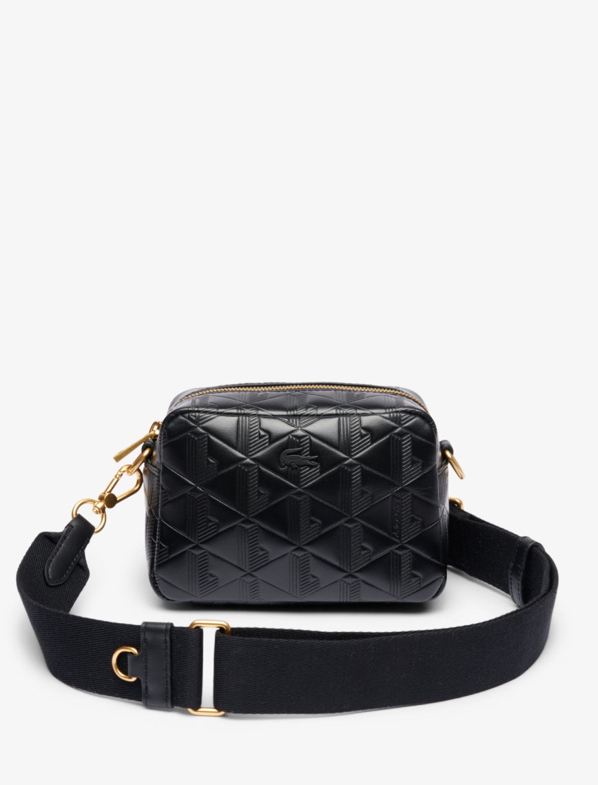 Lacoste Maheki Kadın Monogram Deri Siyah Postacı Çantası Lacoste Maheki Kadın Monogram Deri Siyah Postacı Çantası