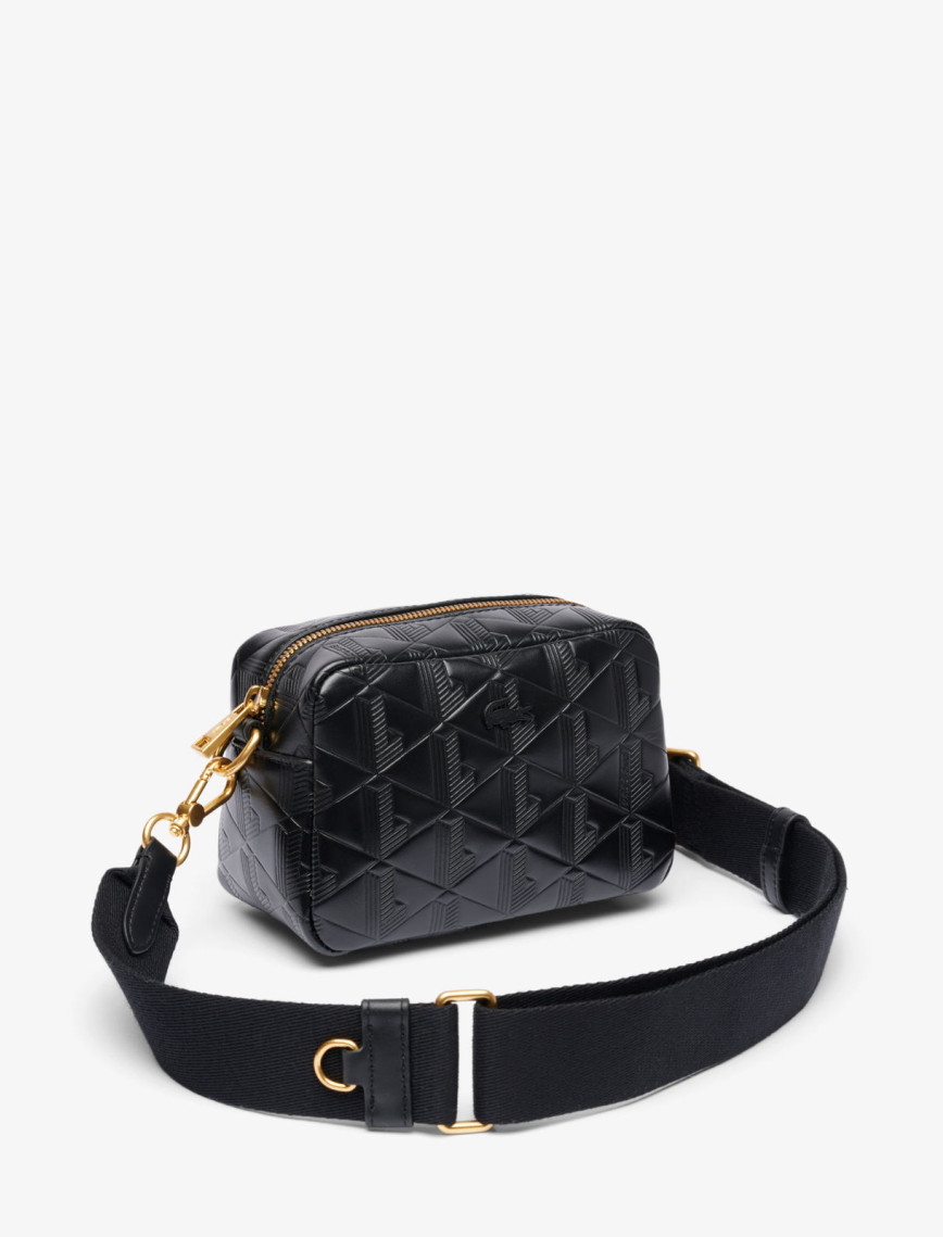 Lacoste Maheki Kadın Monogram Deri Siyah Postacı Çantası Lacoste Maheki Kadın Monogram Deri Siyah Postacı Çantası