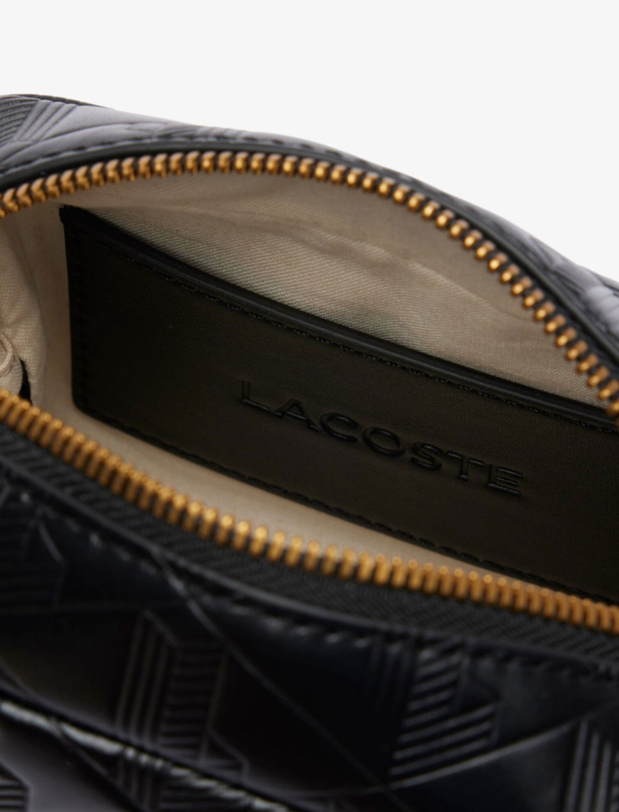 Lacoste Maheki Kadın Monogram Deri Siyah Postacı Çantası Lacoste Maheki Kadın Monogram Deri Siyah Postacı Çantası