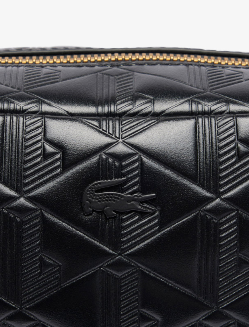 Lacoste Maheki Kadın Monogram Deri Siyah Postacı Çantası Lacoste Maheki Kadın Monogram Deri Siyah Postacı Çantası