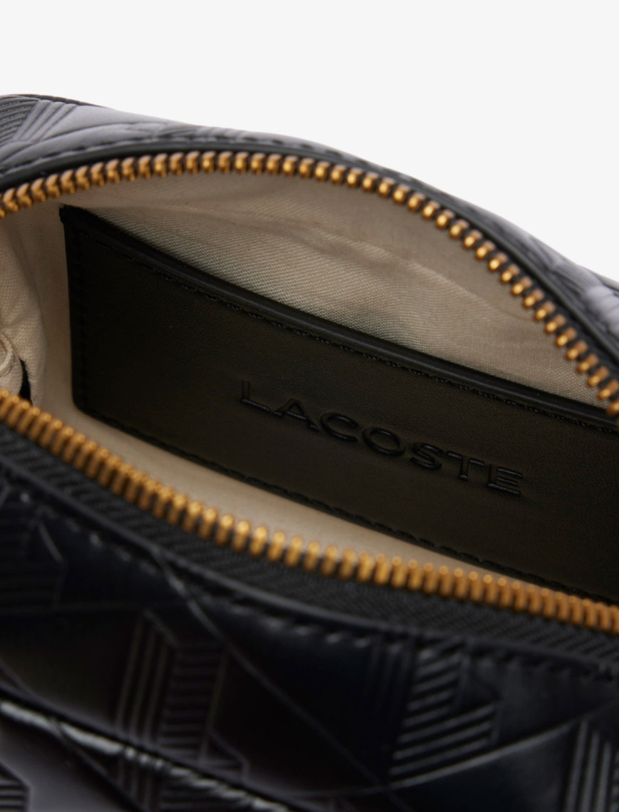 Lacoste Maheki Kadın Monogram Deri Siyah Postacı Çantası Lacoste Maheki Kadın Monogram Deri Siyah Postacı Çantası