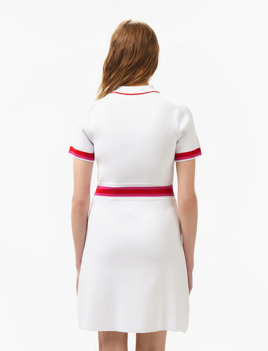 Lacoste Kadın Classic Fit Kısa Kollu Polo Yaka Renk Bloklu Beyaz Elbise Lacoste Kadın Classic Fit Kısa Kollu Polo Yaka Renk Bloklu Beyaz Elbise