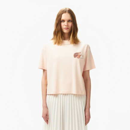 Lacoste Kadın Bisiklet Yaka Baskılı Açık Pembe T-Shirt Lacoste Kadın Bisiklet Yaka Baskılı Açık Pembe T-Shirt