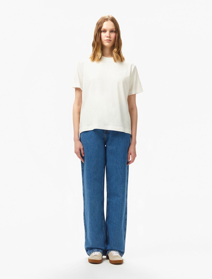 Lacoste Kadın Loose Fit Bisiklet Yaka Beyaz T-Shirt Lacoste Kadın Loose Fit Bisiklet Yaka Beyaz T-Shirt