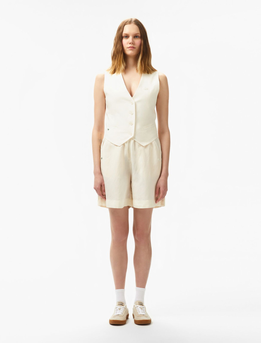 Lacoste Kadın Slim Fit Beyaz Yelek Lacoste Kadın Slim Fit Beyaz Yelek