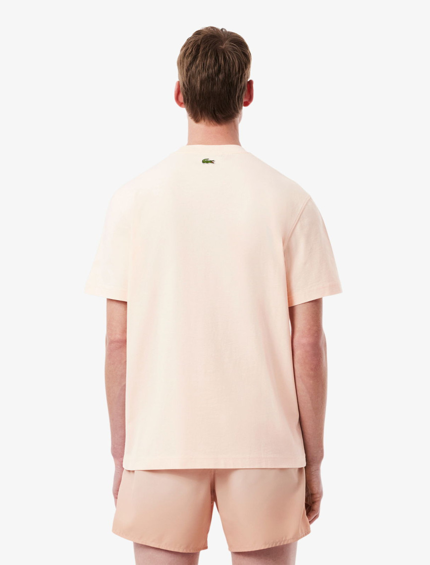 Lacoste Erkek Classic Fit Bisiklet Yaka Baskılı Pembe T-Shirt Lacoste Erkek Classic Fit Bisiklet Yaka Baskılı Pembe T-Shirt