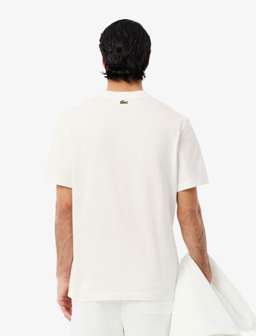 Lacoste Erkek Classic Fit Bisiklet Yaka Baskılı Beyaz T-Shirt Lacoste Erkek Classic Fit Bisiklet Yaka Baskılı Beyaz T-Shirt