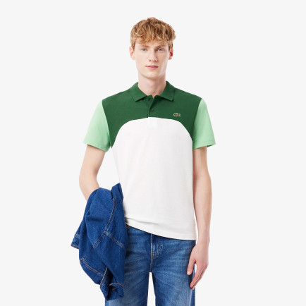Lacoste Erkek Regular Fit Renk Bloklu Beyaz Polo Lacoste Erkek Regular Fit Renk Bloklu Beyaz Polo