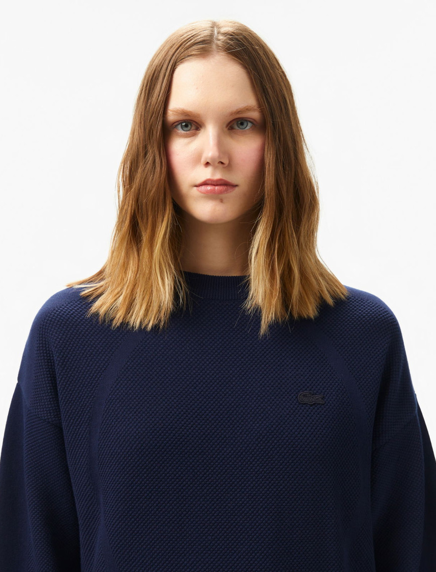 Lacoste Kadın Bisiklet Yaka Lacivert Triko Lacoste Kadın Bisiklet Yaka Lacivert Triko