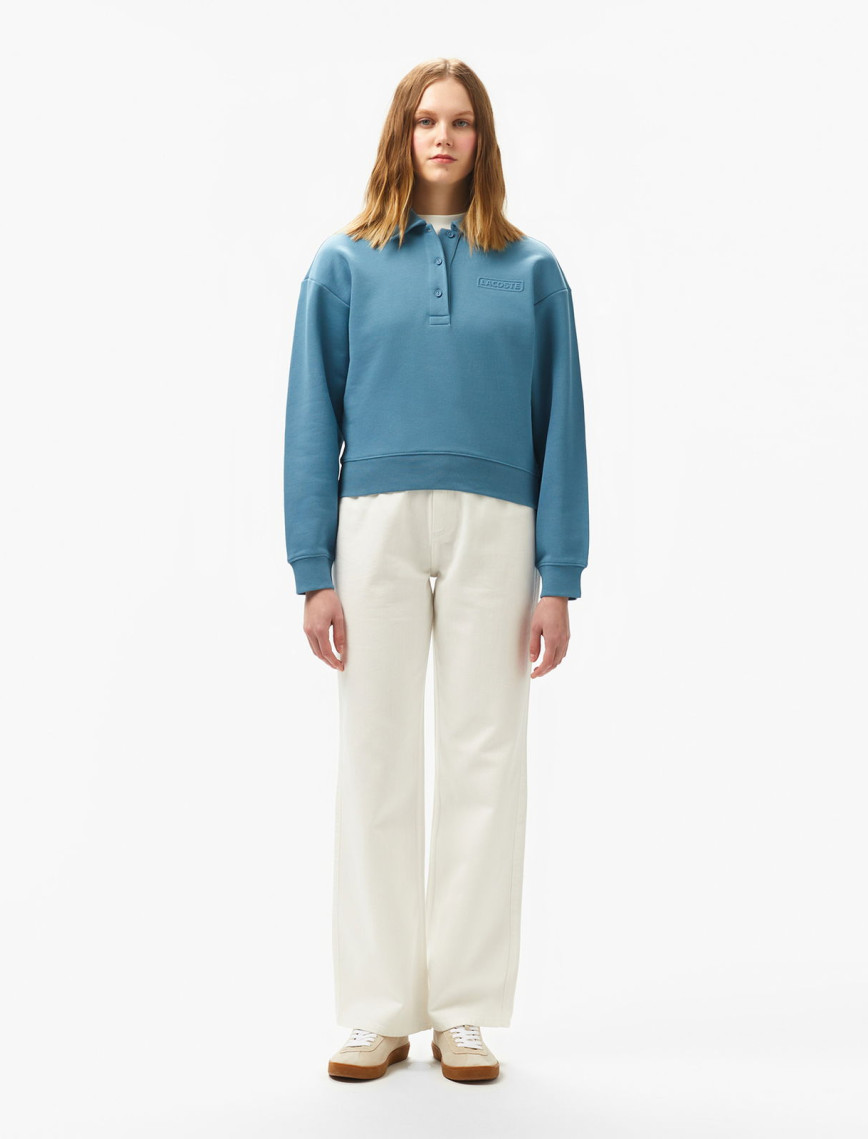 Lacoste Kadın Relaxed Fit Polo Yaka Mavi Sweatshirt Lacoste Kadın Relaxed Fit Polo Yaka Mavi Sweatshirt
