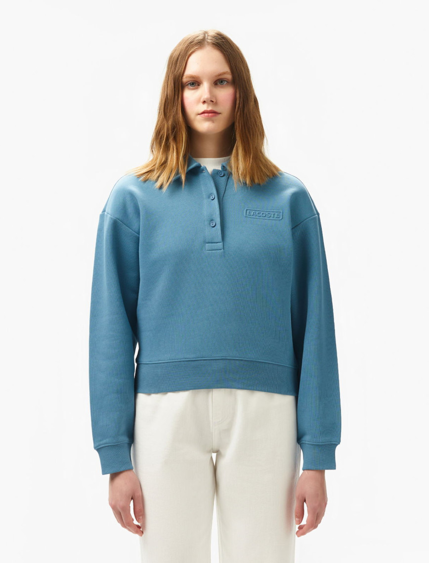 Lacoste Kadın Relaxed Fit Polo Yaka Mavi Sweatshirt Lacoste Kadın Relaxed Fit Polo Yaka Mavi Sweatshirt
