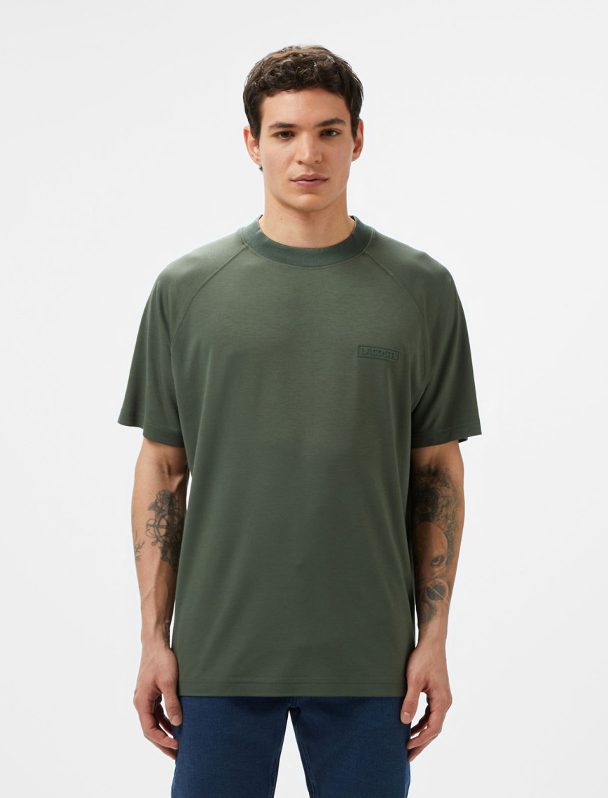 Lacoste Erkek Oversize Fit Bisiklet Yaka Koyu Yeşil T-Shirt Lacoste Erkek Oversize Fit Bisiklet Yaka Koyu Yeşil T-Shirt