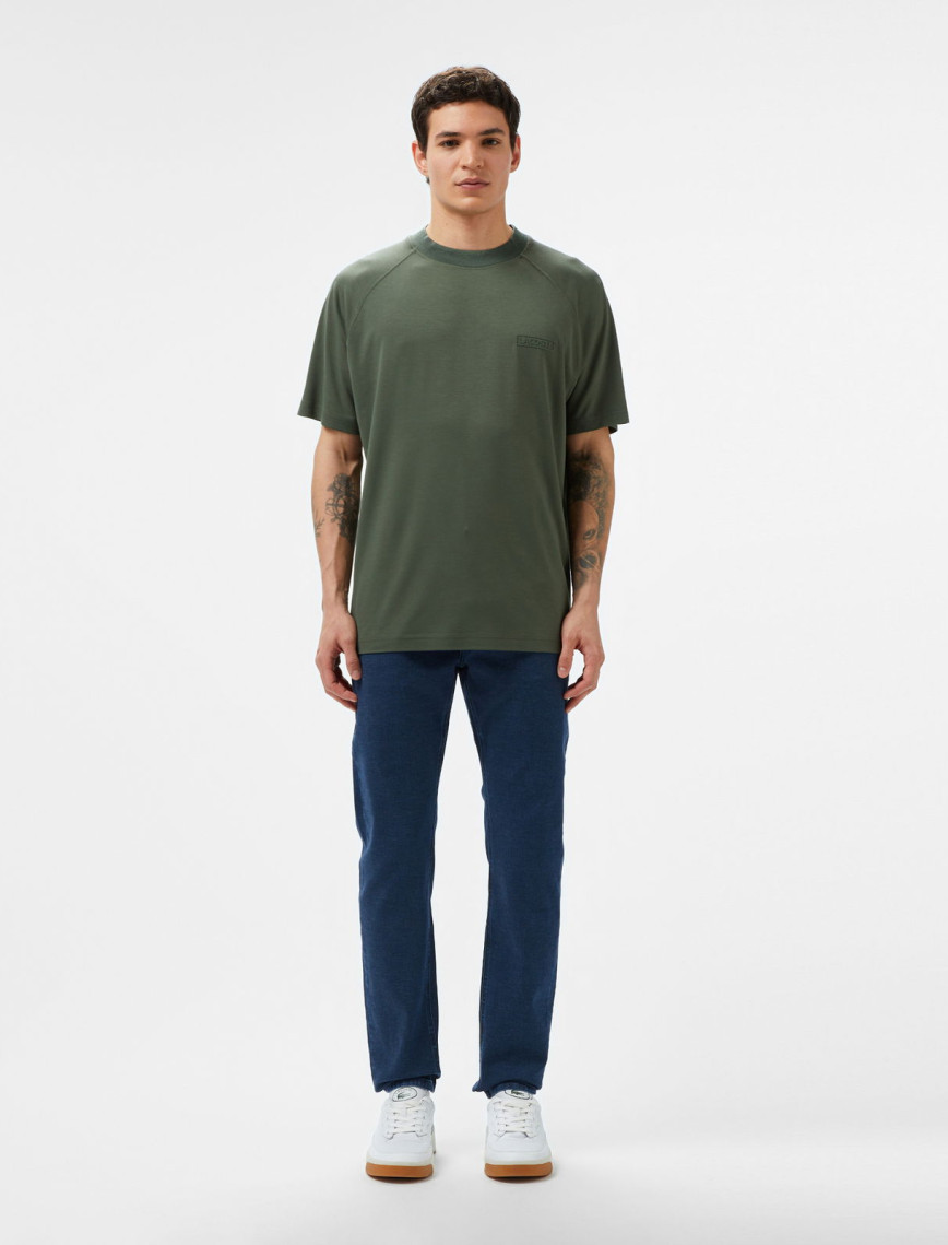 Lacoste Erkek Oversize Fit Bisiklet Yaka Koyu Yeşil T-Shirt Lacoste Erkek Oversize Fit Bisiklet Yaka Koyu Yeşil T-Shirt