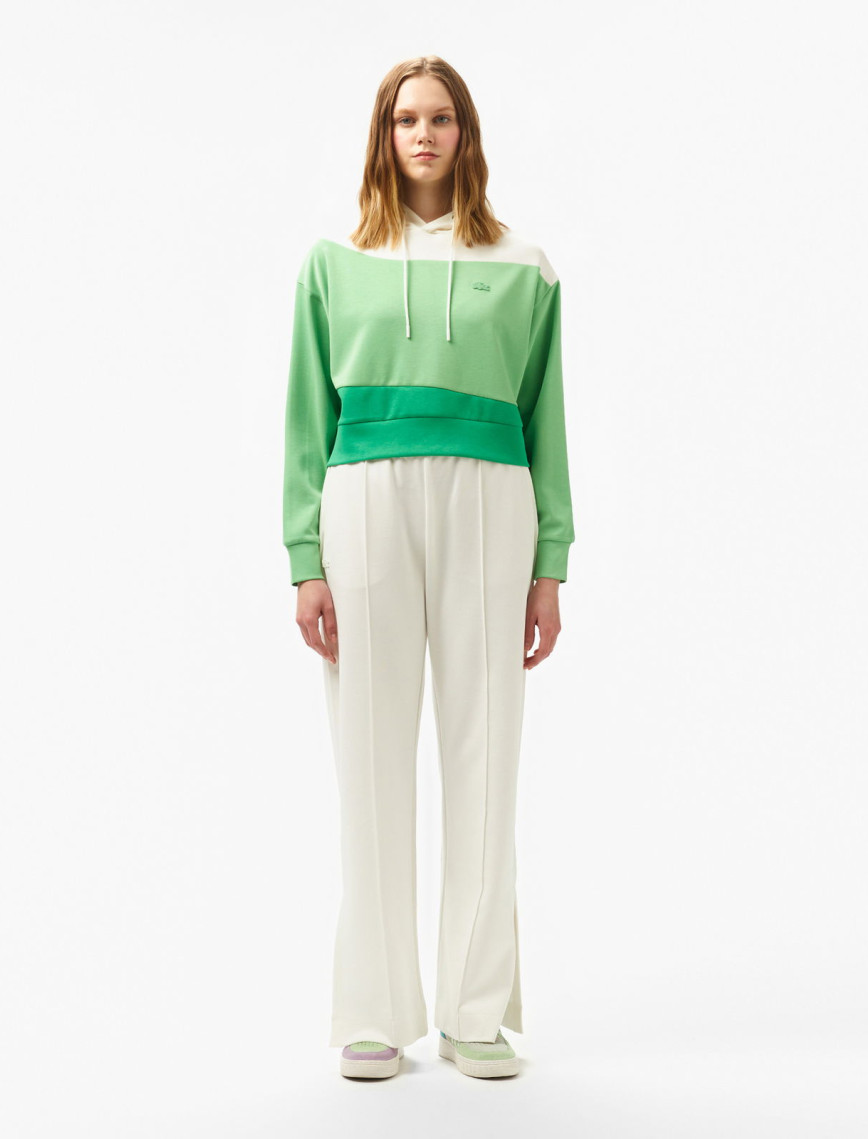 Lacoste Kadın Kapüşonlu Renk Bloklu Açık Yeşil Sweatshirt Lacoste Kadın Kapüşonlu Renk Bloklu Açık Yeşil Sweatshirt