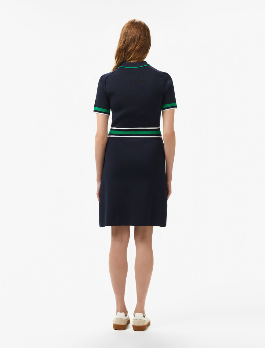 Lacoste Kadın Classic Fit Kısa Kollu Polo Yaka Renk Bloklu Lacivert Elbise Lacoste Kadın Classic Fit Kısa Kollu Polo Yaka Renk Bloklu Lacivert Elbise