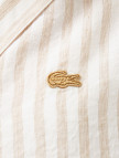 Lacoste Kadın Regular Fit Kısa Kollu Çizgili Keten Bej Gömlek