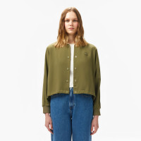 Lacoste Kadın Regular Fit Hakim Yaka Haki Gömlek Lacoste Kadın Regular Fit Hakim Yaka Haki Gömlek