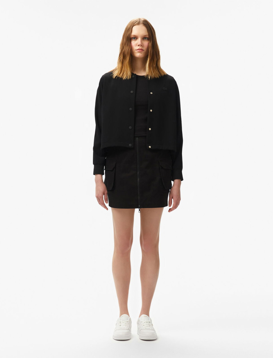 Lacoste Kadın Regular Fit Hakim Yaka Siyah Gömlek Lacoste Kadın Regular Fit Hakim Yaka Siyah Gömlek