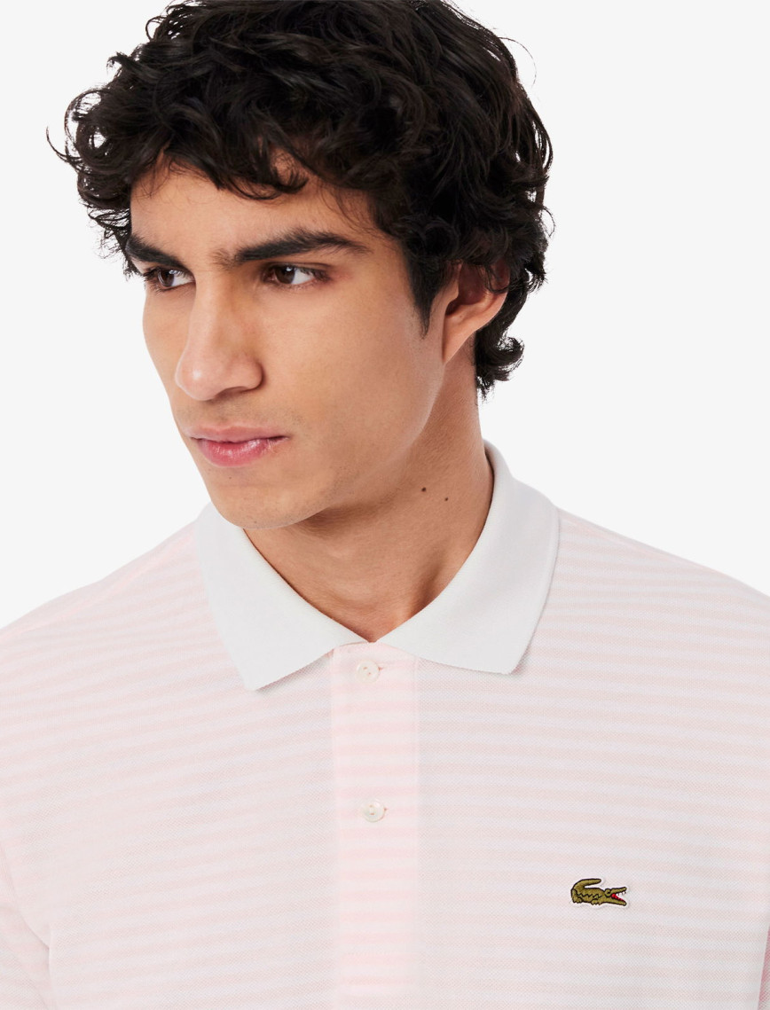 Lacoste L.12.12 Erkek Classic Fit Çizgili Pembe Polo Lacoste L.12.12 Erkek Classic Fit Çizgili Pembe Polo