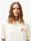 Lacoste Kadın Bisiklet Yaka Baskılı Beyaz T-Shirt