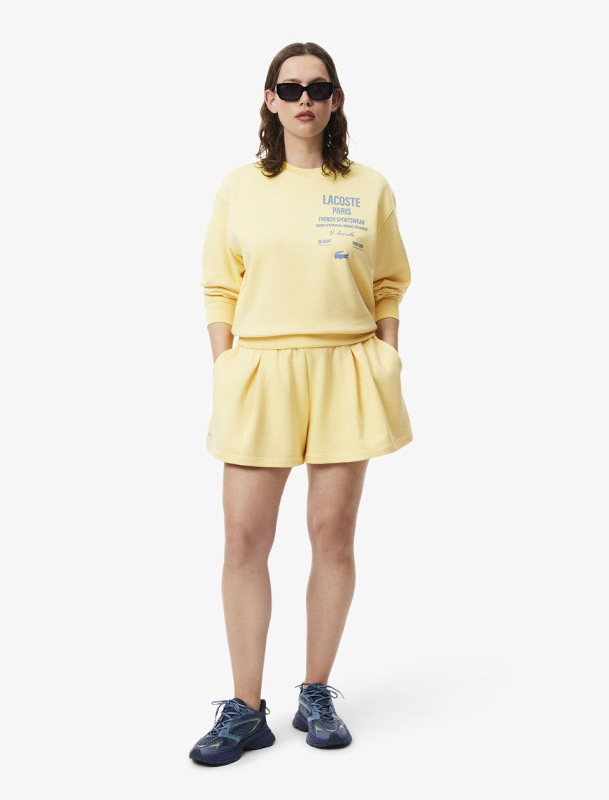 Lacoste Pleated Fleece Kadın Sarı Şort Lacoste Pleated Fleece Kadın Sarı Şort