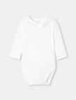 Yenidoğan Erkek Bebek El İşlemeli Poplin Yaka Uzun Kollu Body Yenidoğan Erkek Bebek El İşlemeli Poplin Yaka Uzun Kollu Body