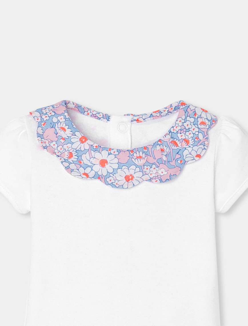 Yenidoğan Kız Bebek Çiçek Yaka Kısa Kollu Body Yenidoğan Kız Bebek Çiçek Yaka Kısa Kollu Body