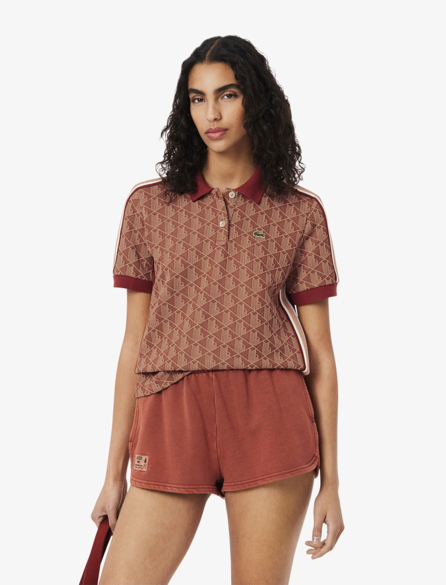 Lacoste Slim Fit Monogram Kadın Siyah Polo Lacoste Slim Fit Monogram Kadın Siyah Polo