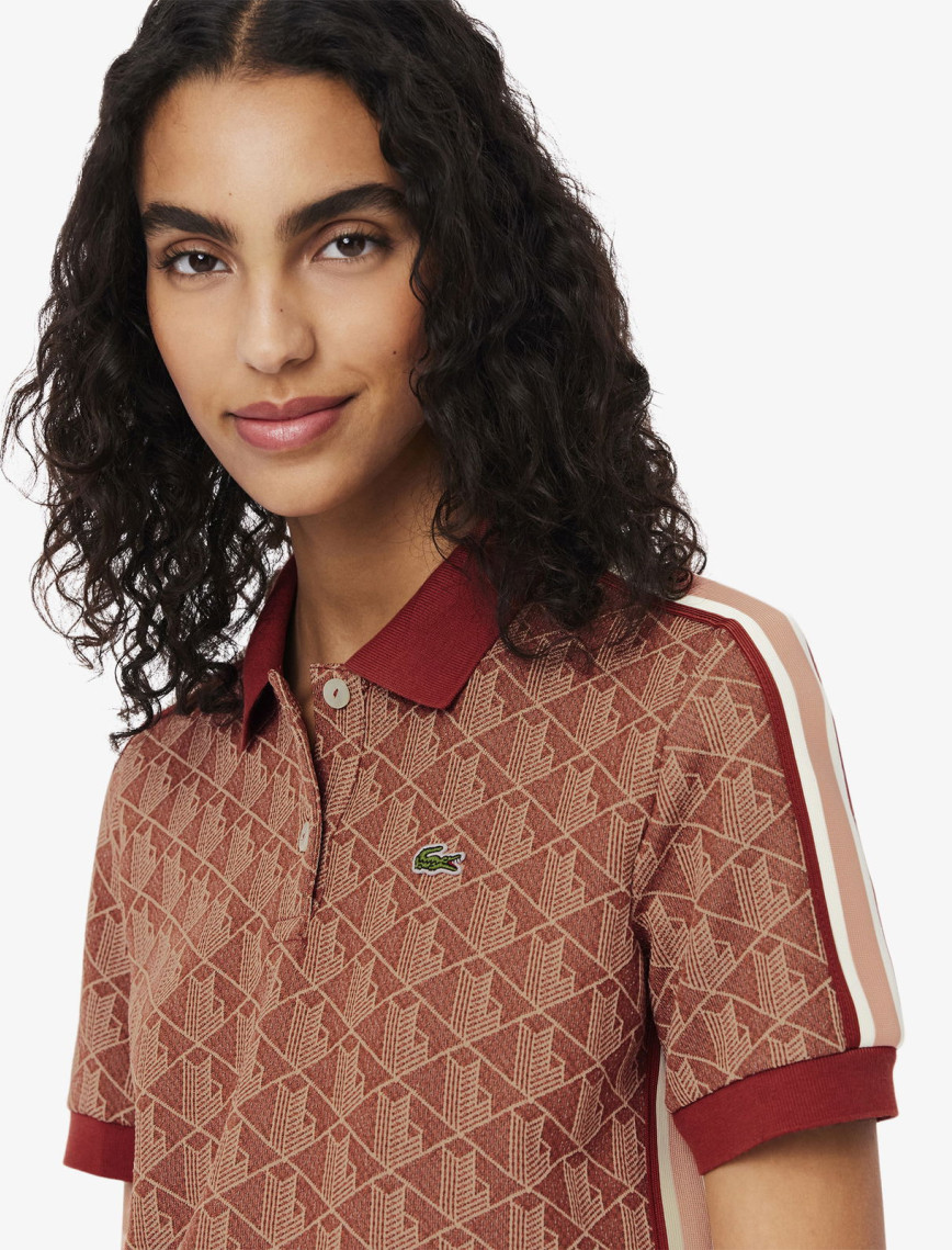 Lacoste Slim Fit Monogram Kadın Kahverengi Polo Lacoste Slim Fit Monogram Kadın Kahverengi Polo