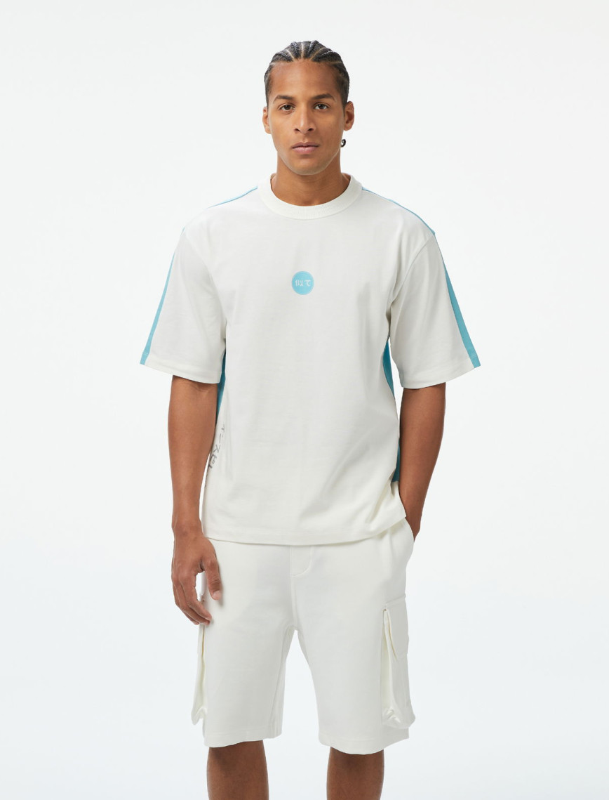 UNITED4 Erkek Mavi/Beyaz T-Shirt UNITED4 Erkek Mavi/Beyaz T-Shirt