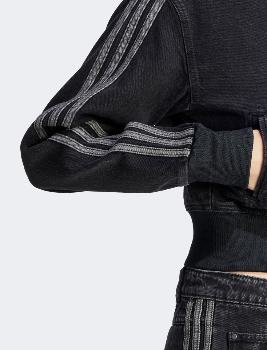 adidas Adicolor Denim Fermuarlı Kadın Siyah Eşofman Üstü adidas Adicolor Denim Fermuarlı Kadın Siyah Eşofman Üstü