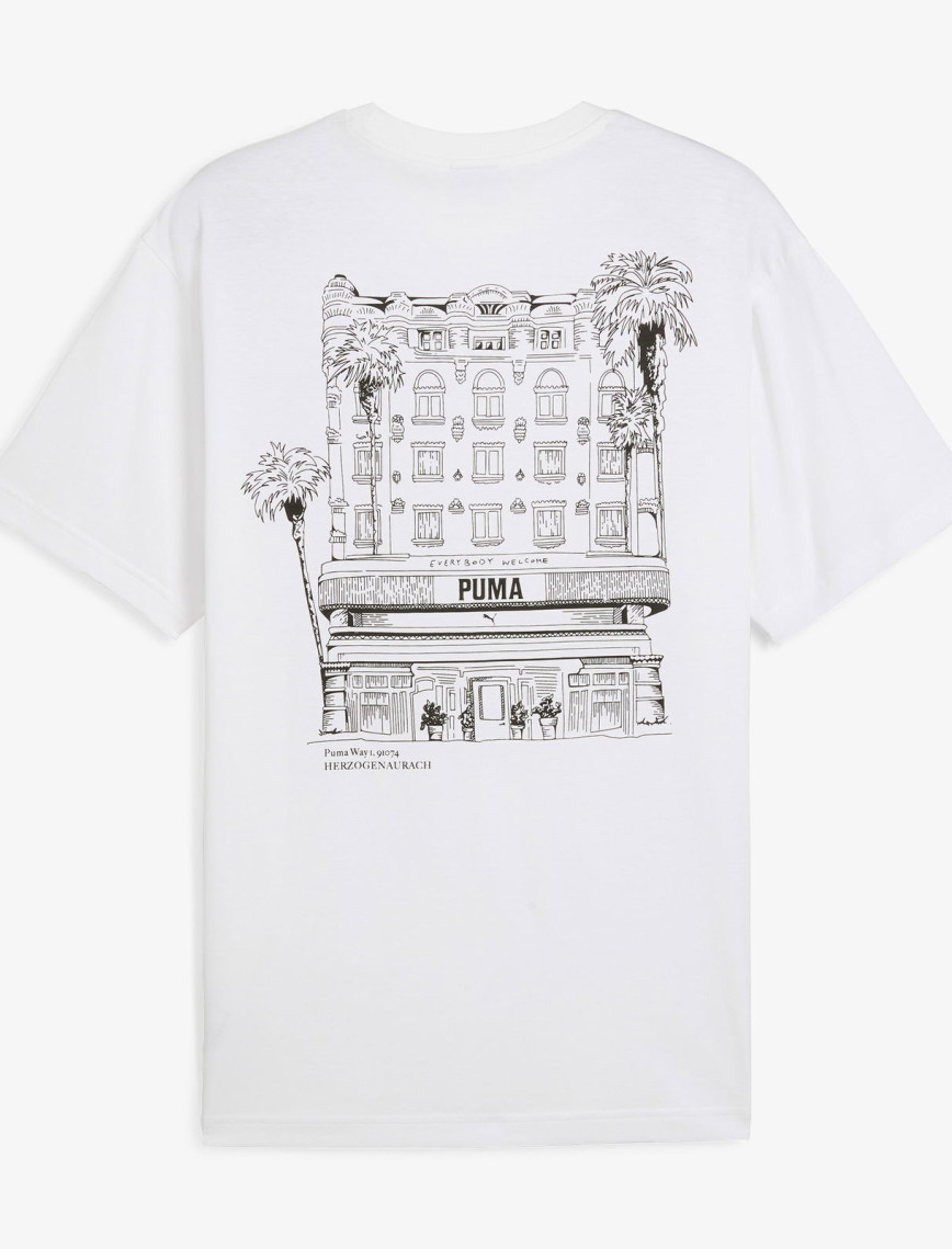 Puma Graphics Hotel Relaxed Erkek Beyaz T-Shirt Puma Graphics Hotel Relaxed Erkek Beyaz T-Shirt