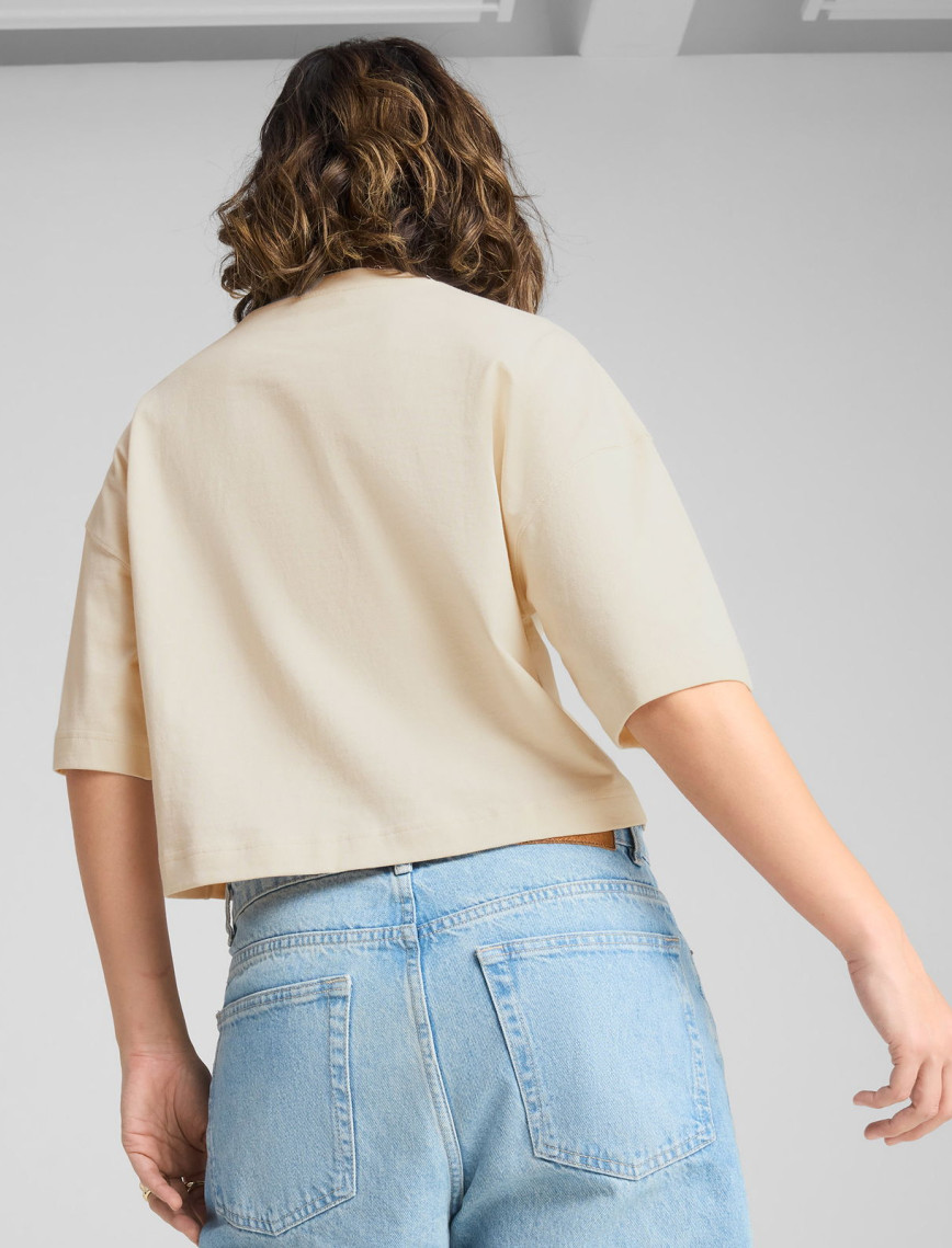 Puma Premium Ess Graphic Kadın Krem T-Shirt Puma Premium Ess Graphic Kadın Krem T-Shirt