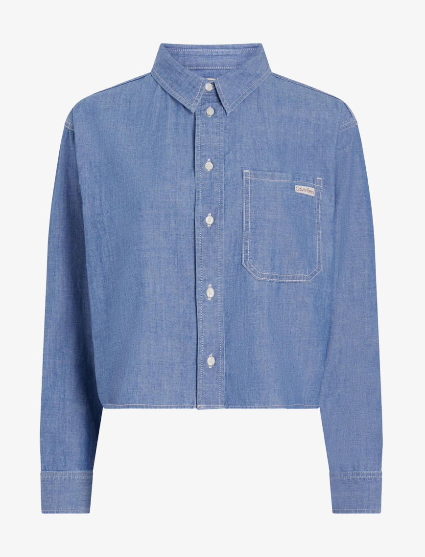 Calvin Klein Cropped Dad Denim Kadın Lacivert Gömlek Calvin Klein Cropped Dad Denim Kadın Lacivert Gömlek