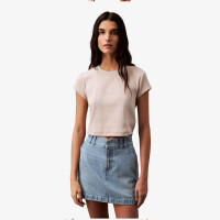 Calvin Klein Monogram Kadın Bej T-Shirt Calvin Klein Monogram Kadın Bej T-Shirt