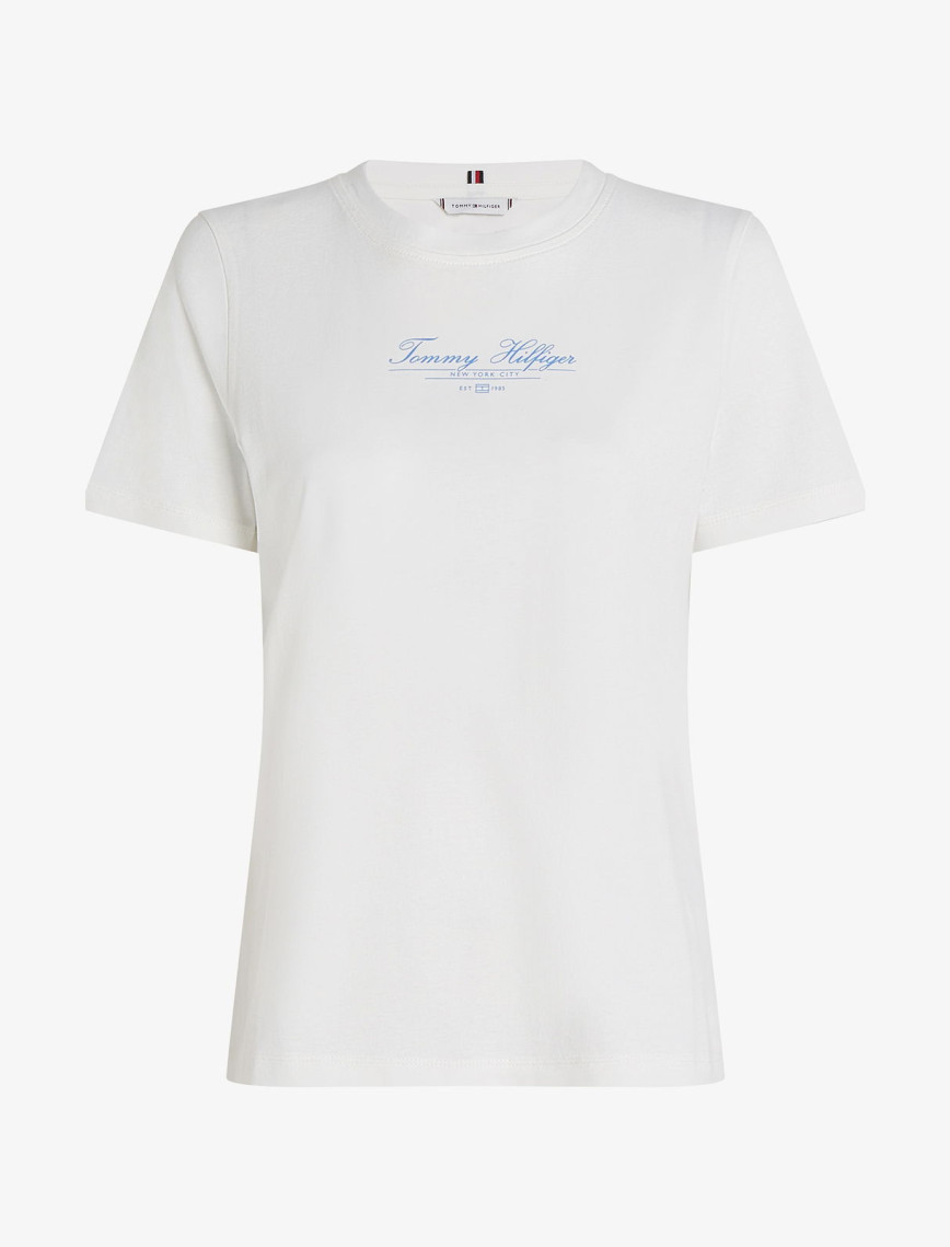 Tommy Hilfiger Reg Script C-Nk Kadın Beyaz T-Shirt Tommy Hilfiger Reg Script C-Nk Kadın Beyaz T-Shirt