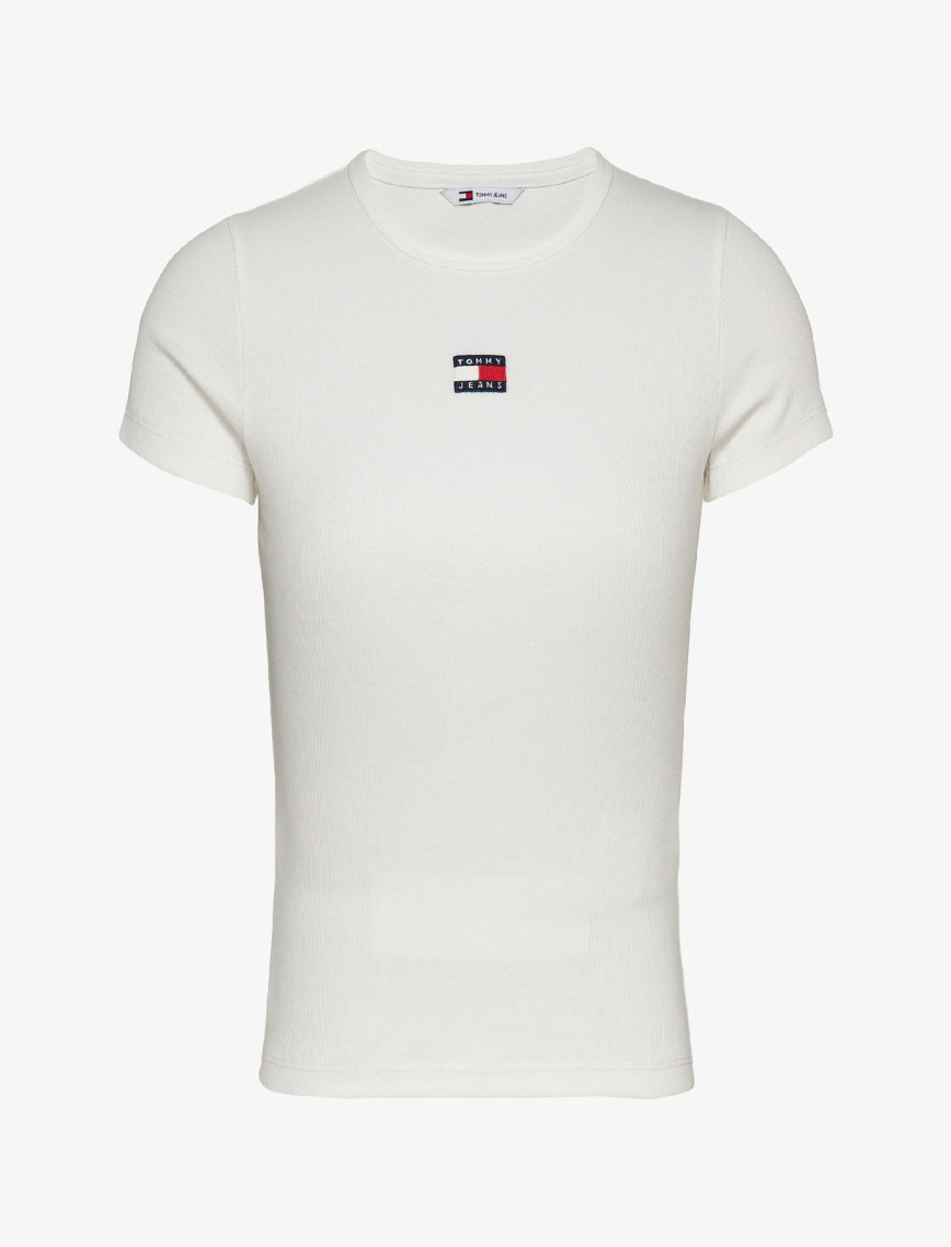 Tommy Jeans Slim Badge Rib Kadın Beyaz T-Shirt Tommy Jeans Slim Badge Rib Kadın Beyaz T-Shirt