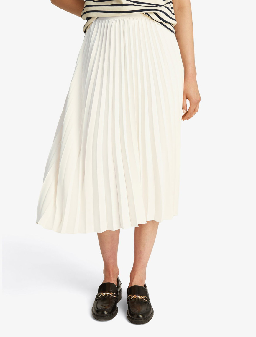 Tommy Hilfiger Fluid Pleated Pull On Midi Kadın Krem Rengi Etek Tommy Hilfiger Fluid Pleated Pull On Midi Kadın Krem Rengi Etek