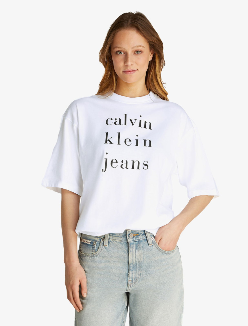 Calvin Klein Logo Kadın Beyaz T-Shirt Calvin Klein Logo Kadın Beyaz T-Shirt