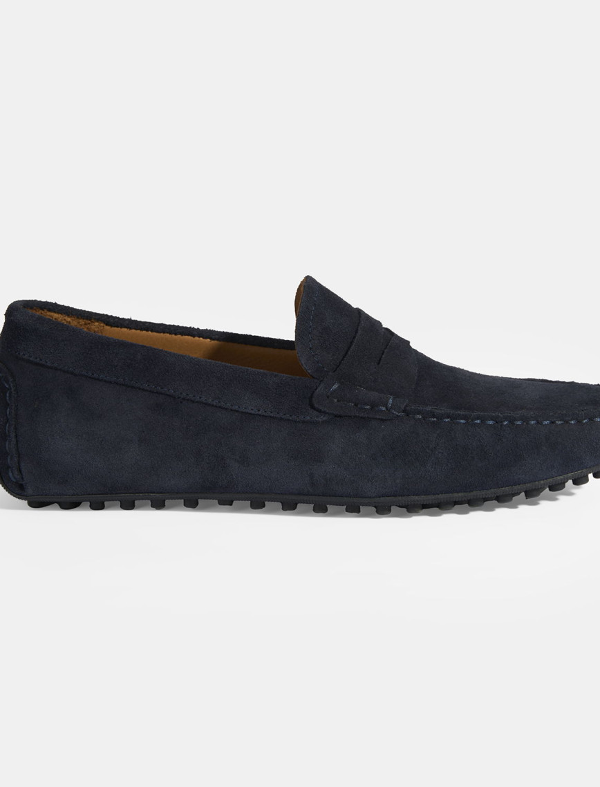 Erkek Lacivert Slip-On Süet Loafer Erkek Lacivert Slip-On Süet Loafer